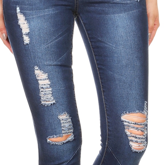 *CLEARANCE* Slim Fit Skinny Distressed Jeans - Picture 5 of 7